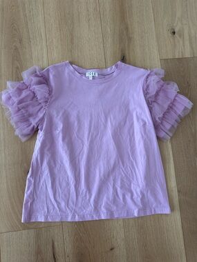 TCEC Lilac Ruffle Sleeve Short Sleeve Tee